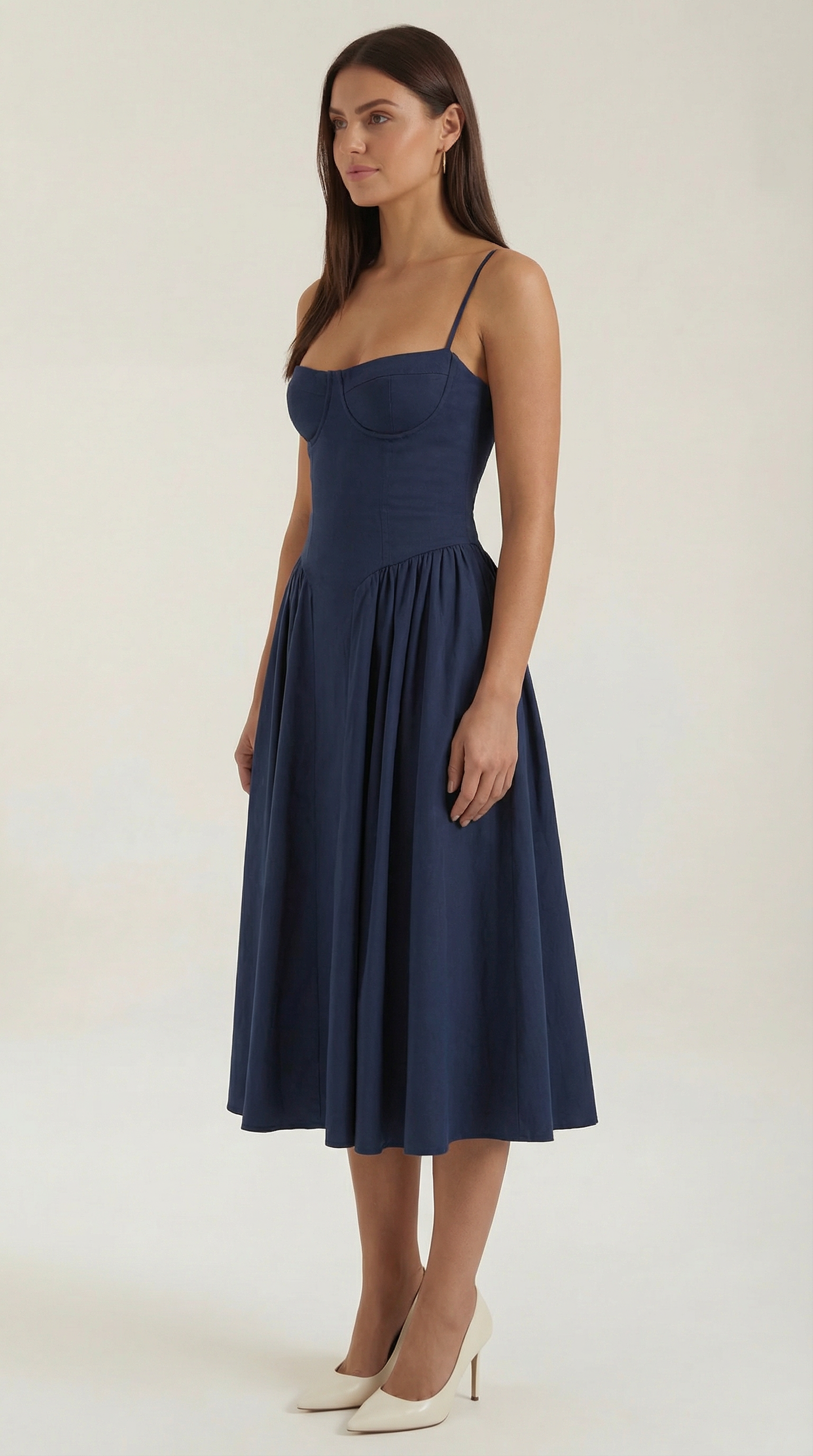 Corset Midi Dress in Elegant Fabric - Perfect for Formal Events and Special Occasions